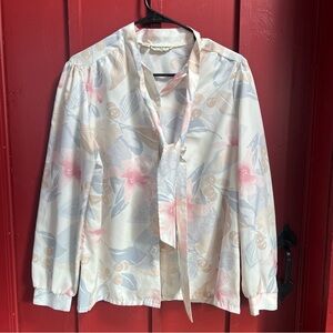 Floral Blouse Alfred Dunner Vintage with Tie Neck. Made in USA
